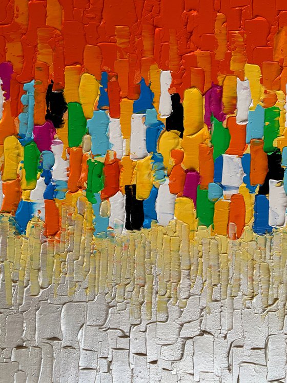 Cascade of Colors - LARGE,  TEXTURED, PALETTE KNIFE ABSTRACT ART – EXPRESSIONS OF ENERGY AND LIGHT. READY TO HANG!