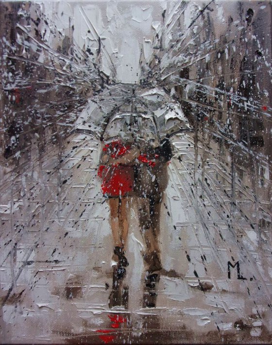 " WITH YOU ? " original painting CITY palette knife VALENTINE'S DAY