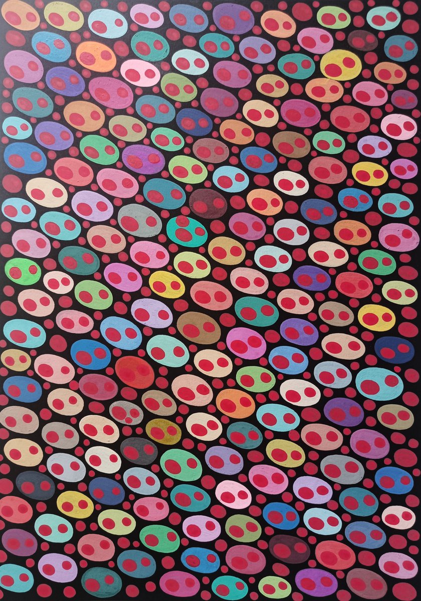 Organic Abstract Acrylic Painting By Veronika Demenko, 11 X 17", Organic Geometry N.40, Original Artwork