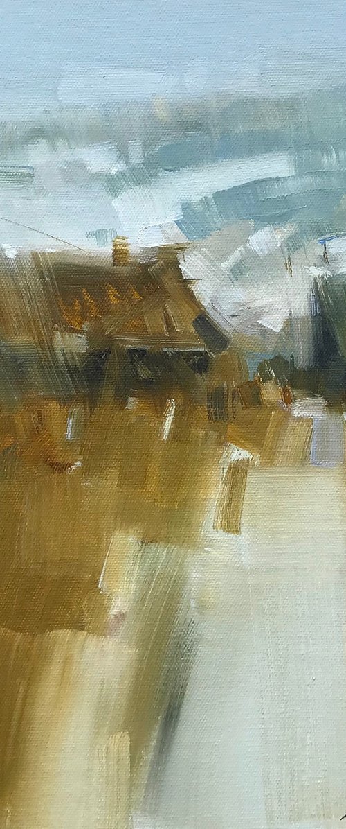 Village, Landscape oil painting, Handmade artwork, by Vahe Yeremyan