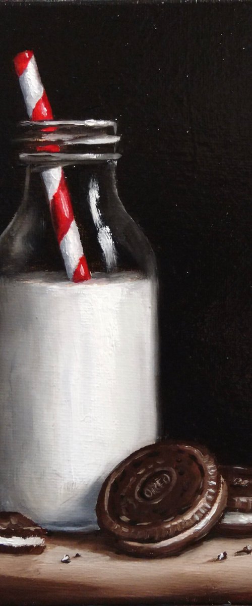 Milk and cookies still life by Jane Palmer Art