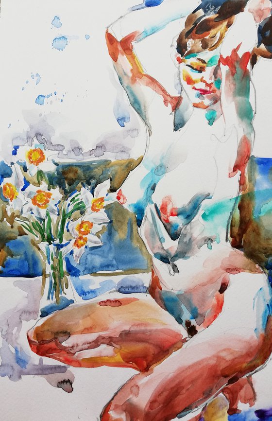 Nude with Daffodils