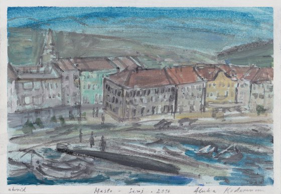 Mesto / Town - Senj, August 2016, acrylic on paper, 19,9 x 28,6 cm