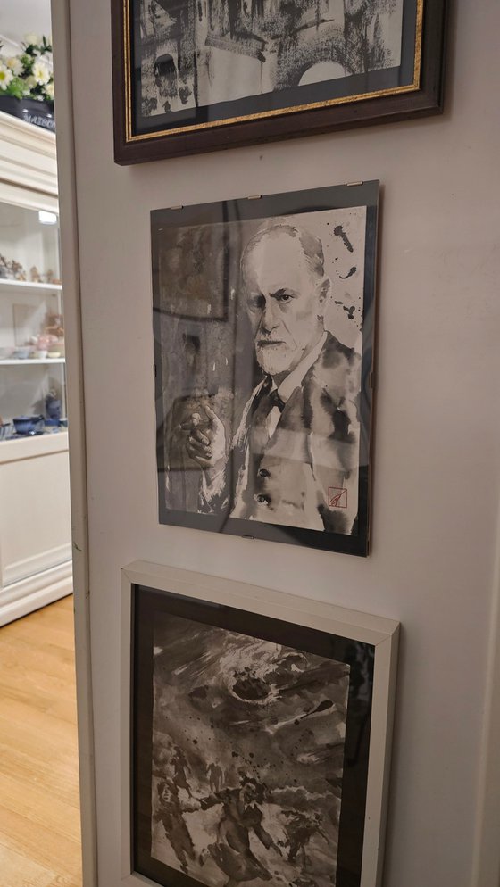 "Sigmund Freud" - Psychological Ink Portrait