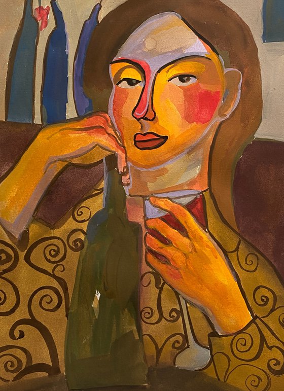 The girl with wine