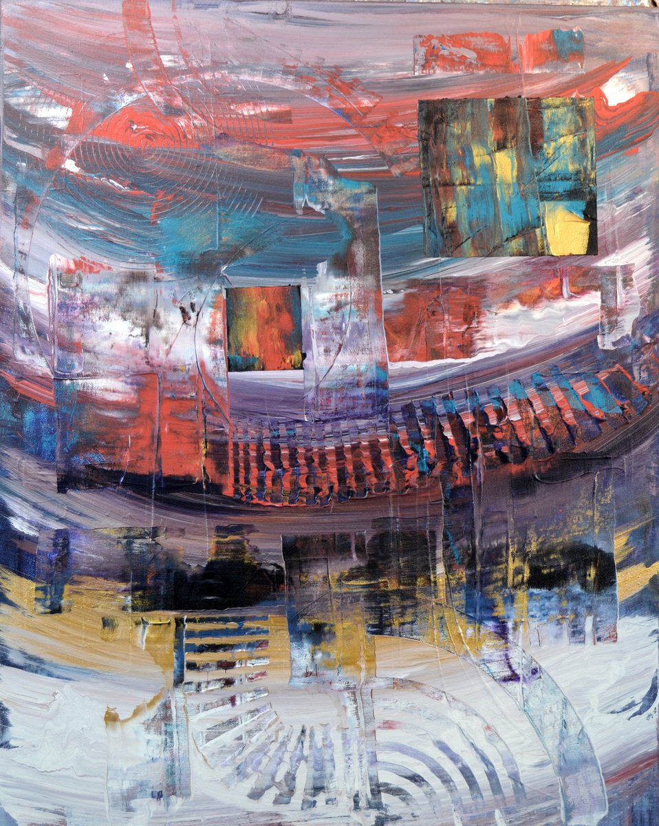 Impressionistic Abstract Acrylic Painting By Lucian Richards, 24 X 30", Aerial Boundries, Original Artwork