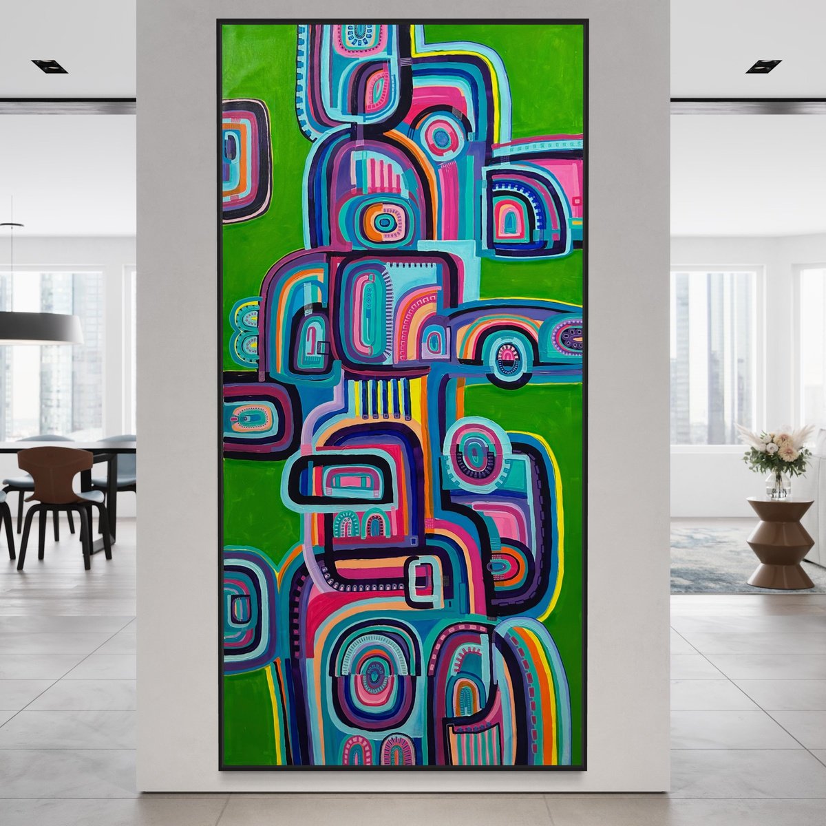 Abstract Painting By Samantha Malone, 38 X 79", Dreaming In Color, Original Artwork