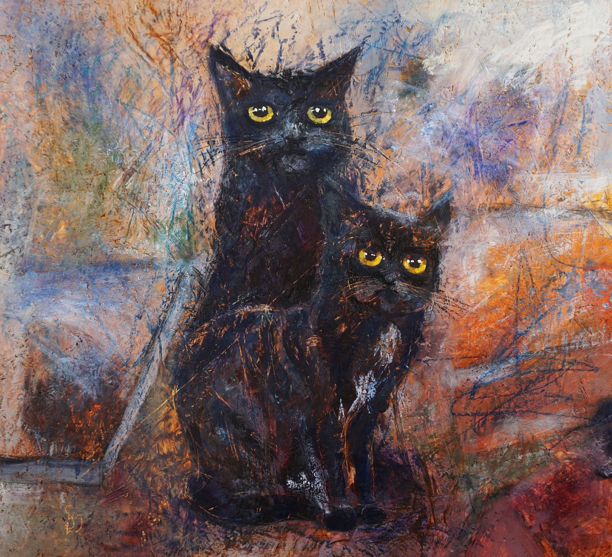 Expressive Animal Painting By Dora Stork, 23 X 21, Admiration, Original Artwork