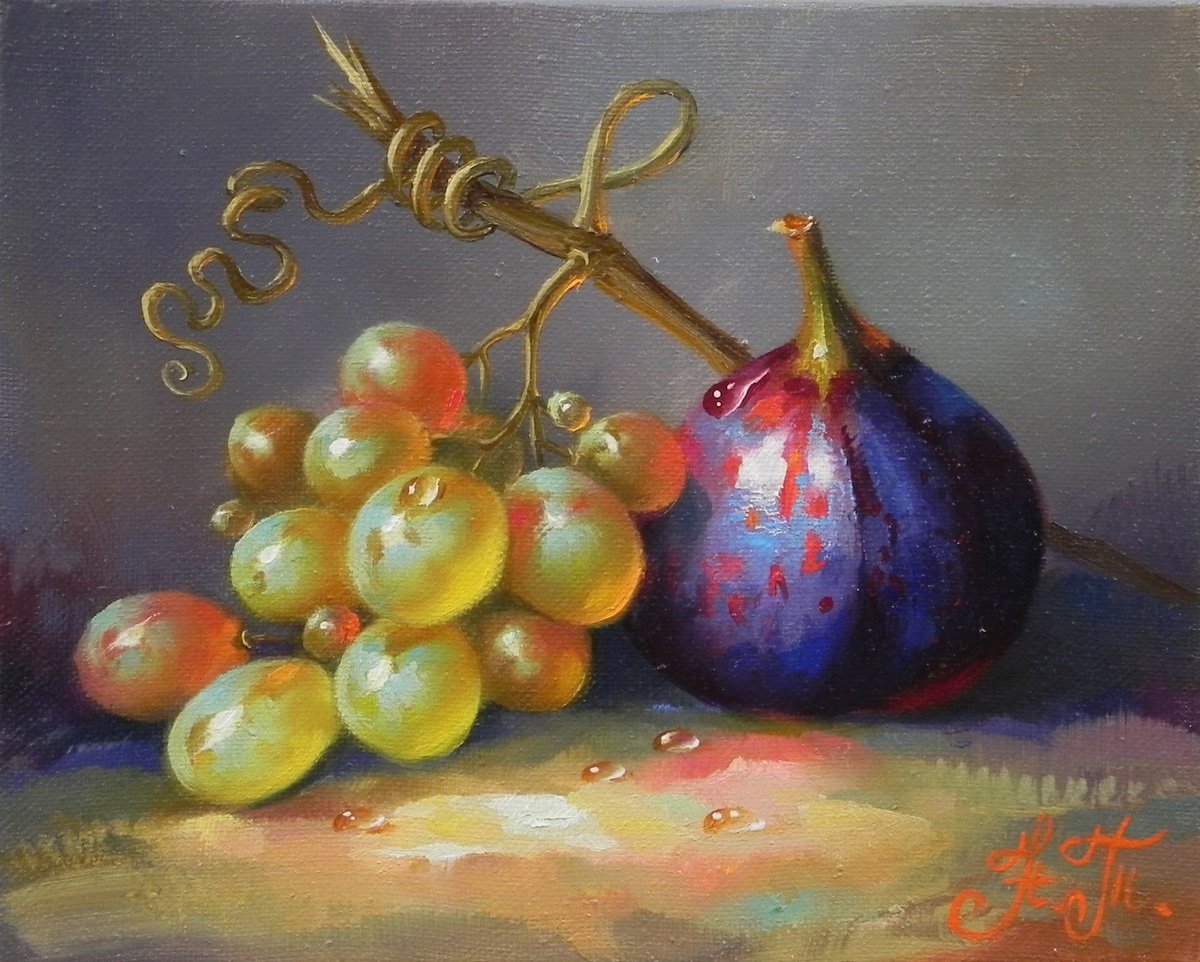 Photorealistic Still Life Oil Painting By Tetiana Novikova, 10 X 8", "Fruits", Original Artwork