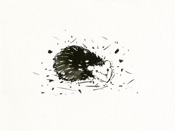 Adorable Hedgehog 3 - Small Minimalist Ink Illustration by Kathy Morton Stanion