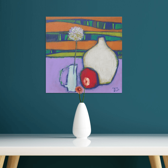 Still life with white vase.