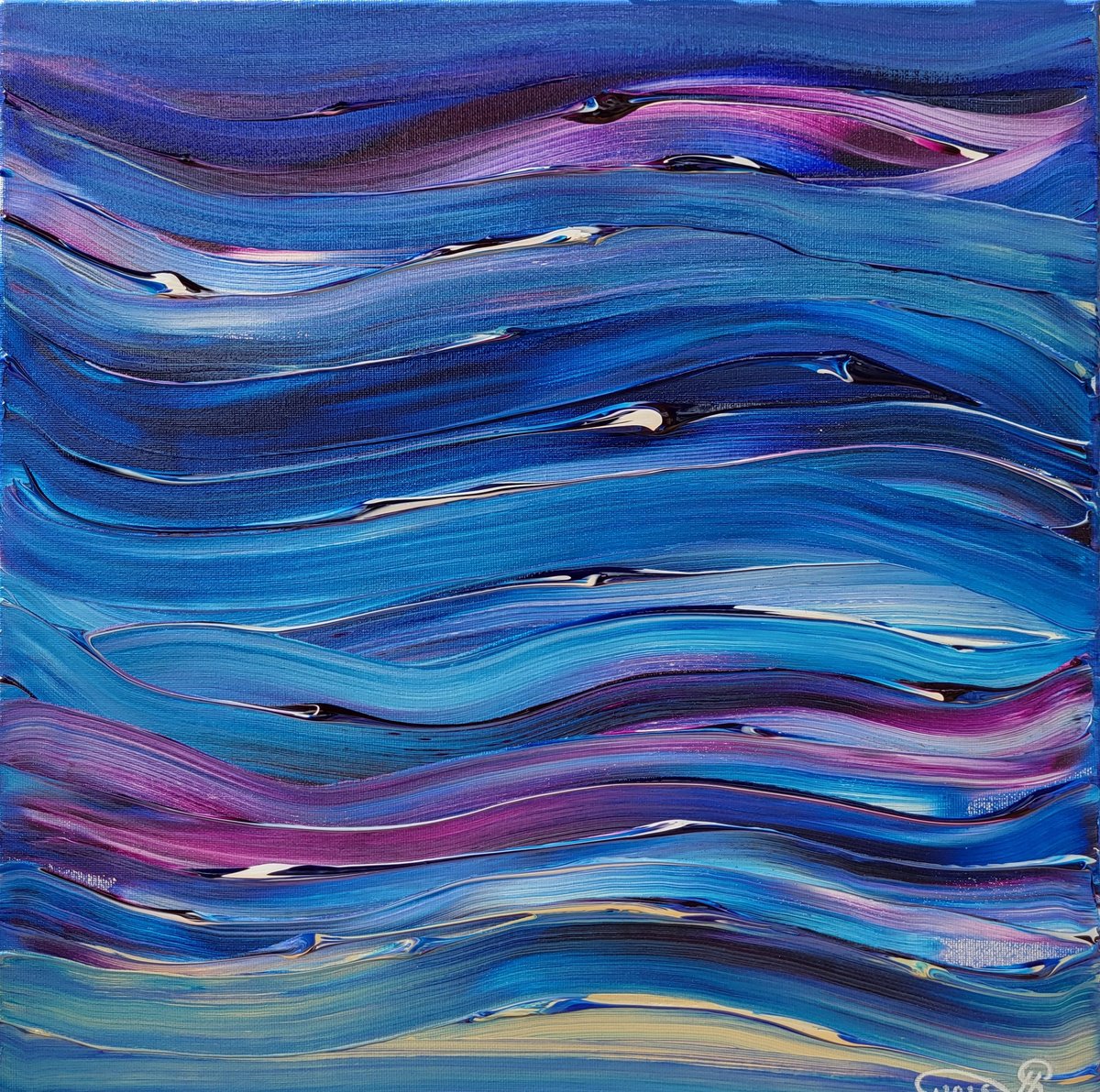 Surrealistic Landscape Acrylic Painting By Silvija Horvat, 16 X 16", Veins Of The Sea, Original Artwork