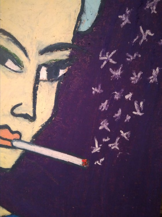 Lady Winter smoking