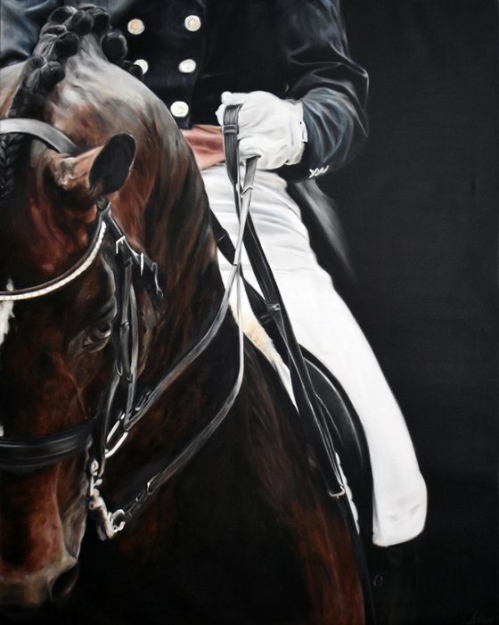 Oil painting with horse and rider 80 * 100 cm by Ivlieva Irina