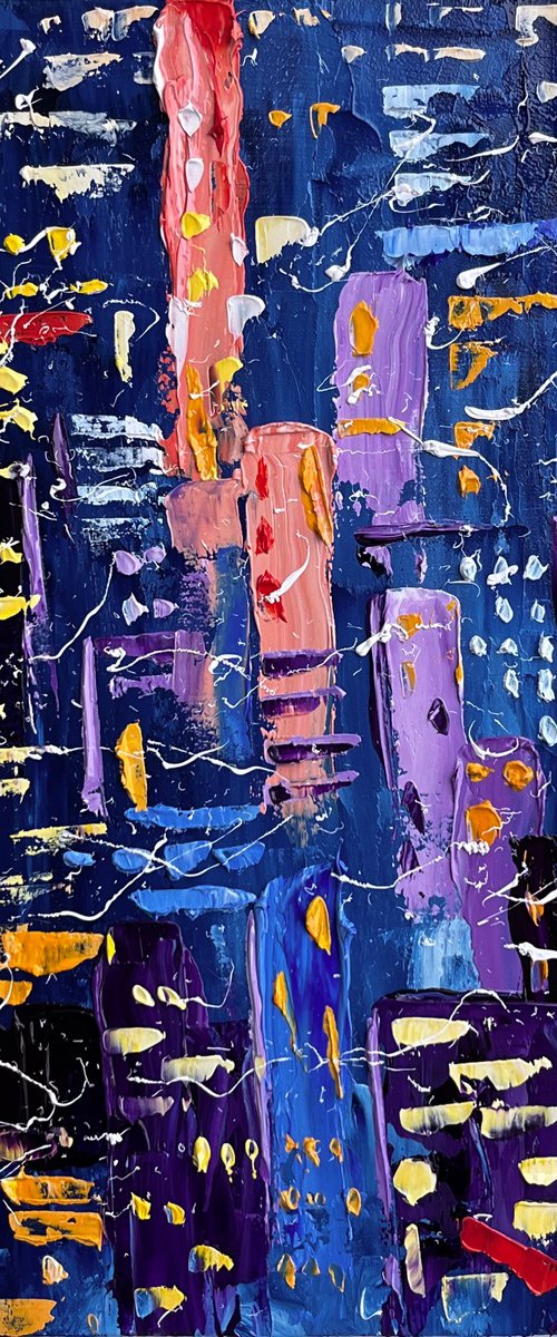 New York Painting Cityscape Original Art NYC Oil Impasto Artwork Small Landscape Wall Art 8 by 10" by Halyna Kirichenko by Halyna Kirichenko