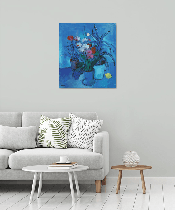 Blue Still life and Moon
