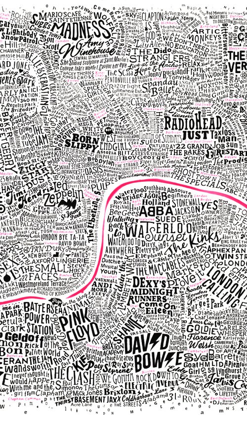 Music Map Of London (Pink Thames) by Dex