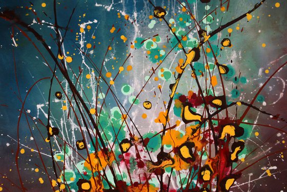 Folie Des Fleurs #4 - Extra large original abstract floral landscape