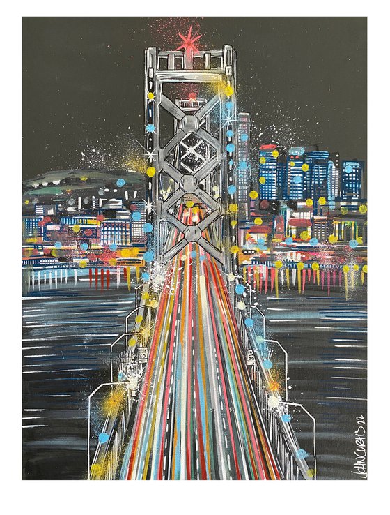 Oakland Bay Bridge - Original on canvas board
