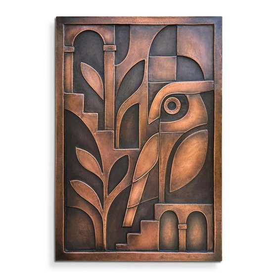 "Night Sentinel" Copper Wall Relief