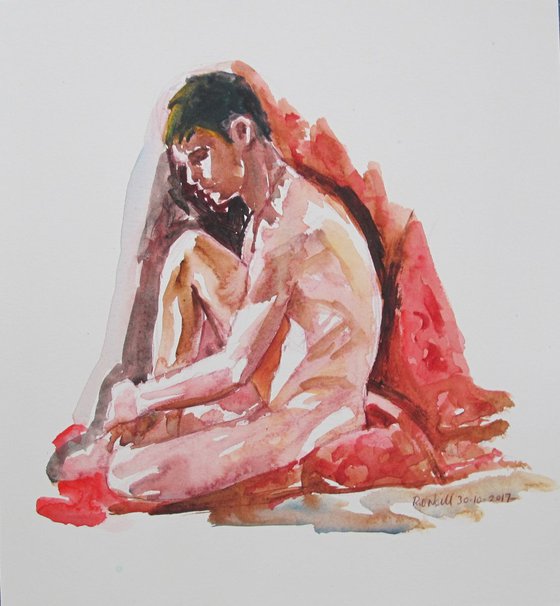 seated male nude