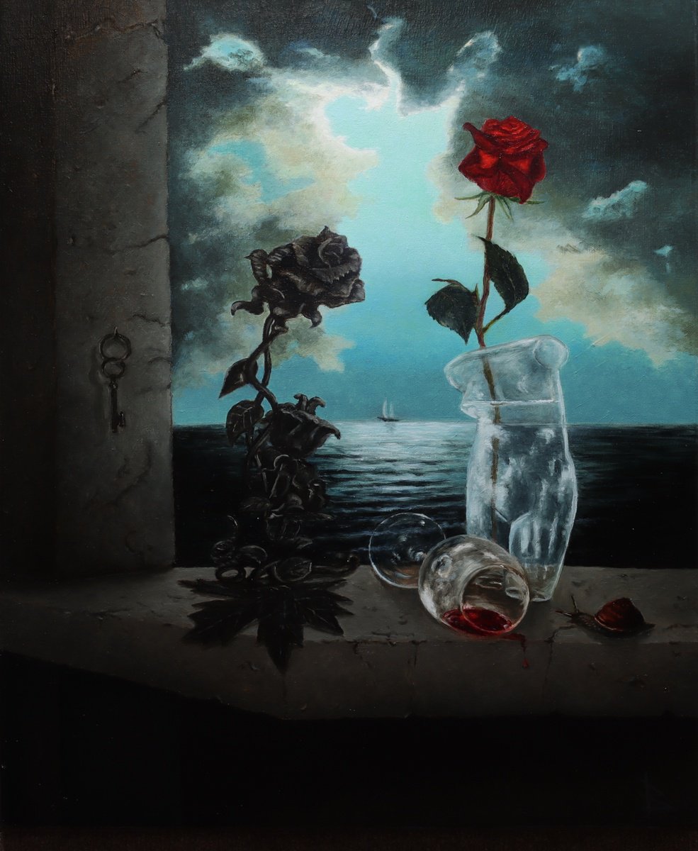 Impressionistic Still Life Oil Painting By Oleg Baulin, 20 X 24", Spilled Wine, Original Artwork