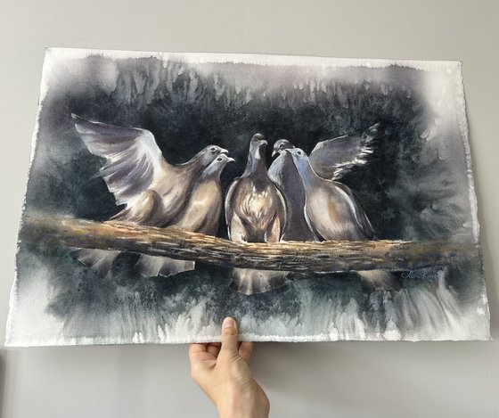 Birds on branch