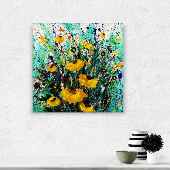 Golden Beauty  -  Abstract Flower Painting  by Kathy Morton Stanion