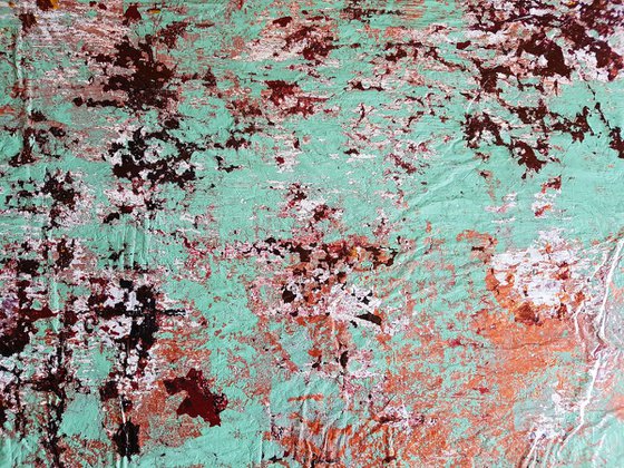 Senza Titolo 183 - green copper - abstract landscape - ready to hang - 102 x 77 x 2 cm - acrylic painting on canvas