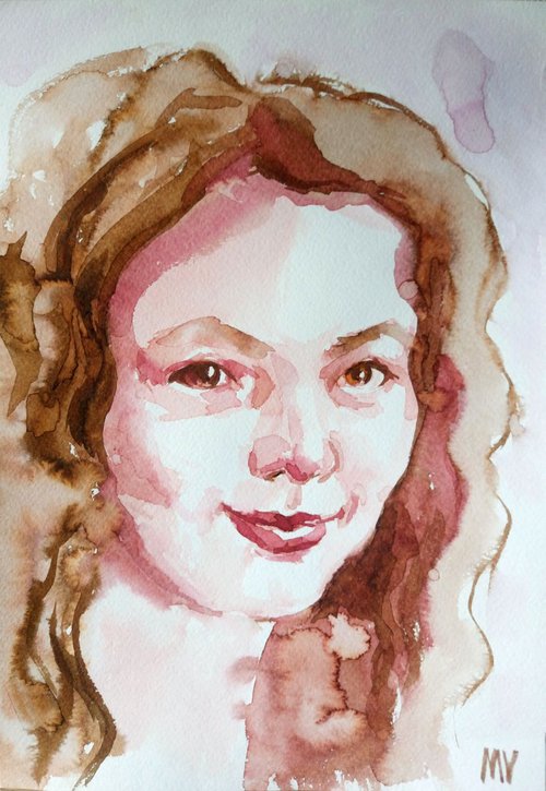 Do you know? - GIRL PORTRAIT - ORIGINAL WATERCOLOR PAINTING. by Mag Verkhovets