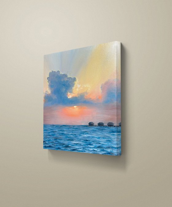Hawaiian sunset hand-painted Oil Painting
