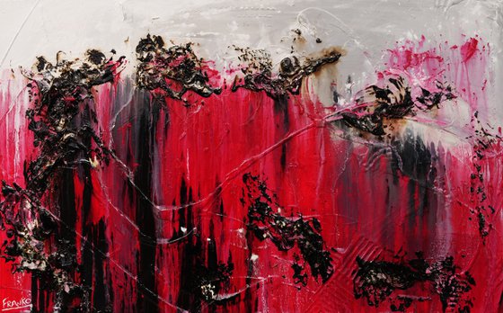 Rubine Class 160cm x 100cm Red Pink Textured Abstract Art