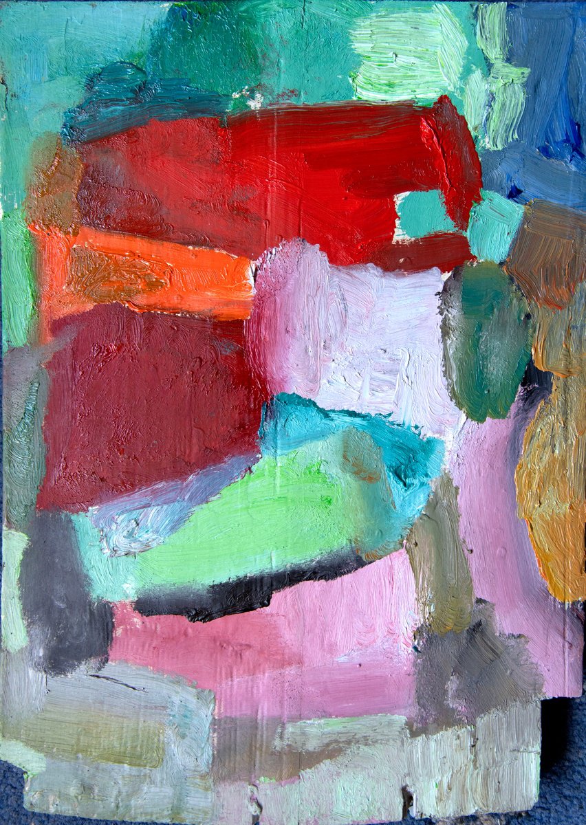 Abstract Landscape Oil Painting By Elizabeth Anne Fox, 11 X 15, House In The Woods, Original Artwork