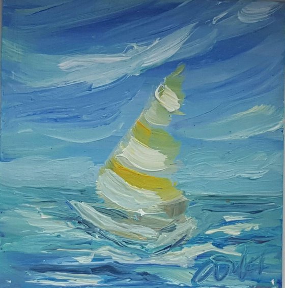 Sail Away - a summer regetta -  semi abstract impressionist mini