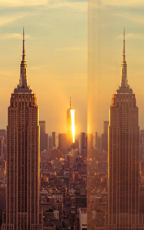 Sunset Manhattan New York : Double Empire State NO 2 (LIMITED EDITION 1/20) 12" X 18" by Laura Fitzpatrick