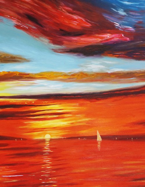 Romantic Sundown Sailing C 1 by Peter Nottrott