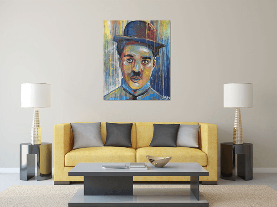Charlie Chaplin Acrylic painting on canvas 120x100