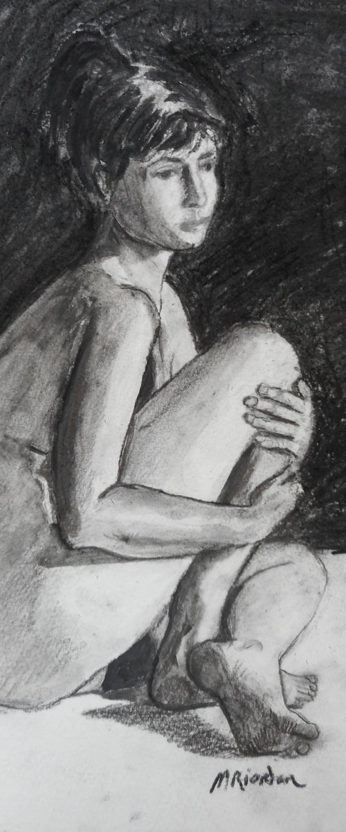 NUDE charcoal drawing no 5 by Margaret Riordan