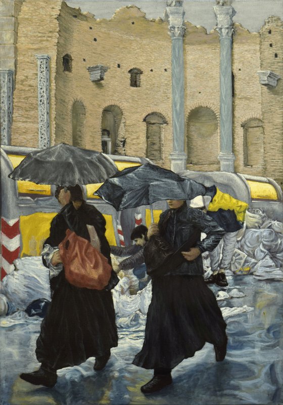 Work on a street in Leptis Magna.