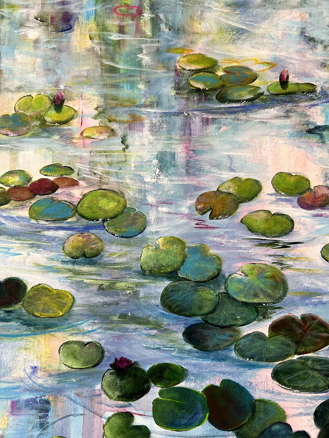 Original Acrylic Painting - Water Lilies at Sunset 1 by Sandra
