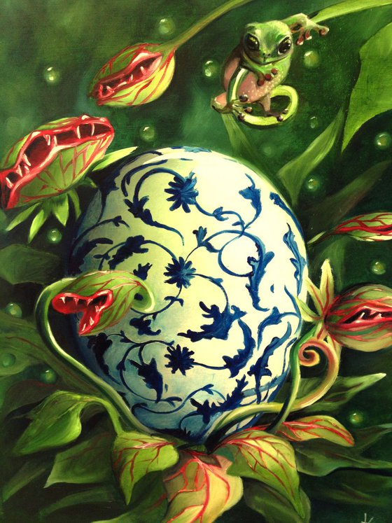 The dragon egg - original oil on wood