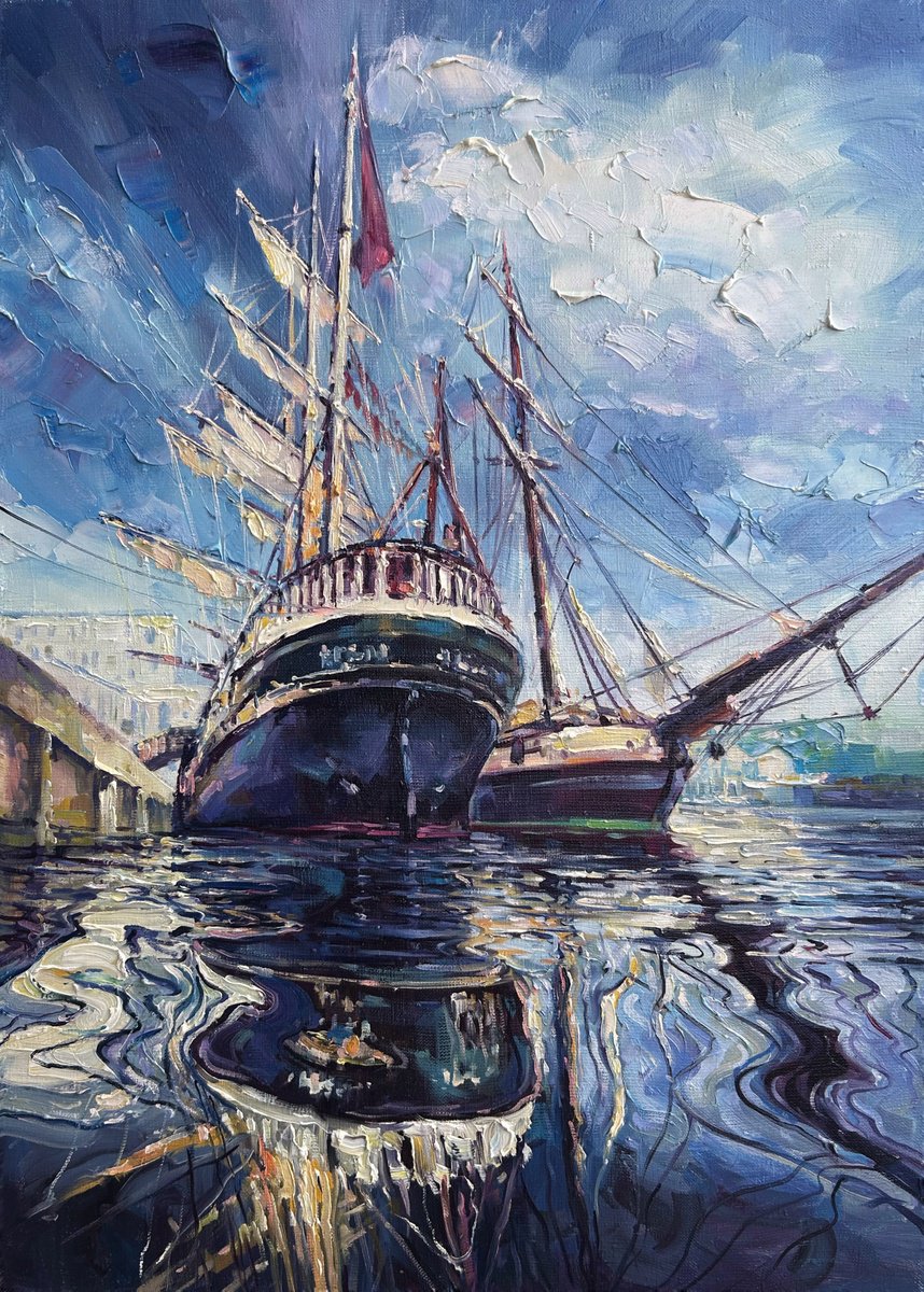 Reflections Of The Harbor By Artem Grunyka, 20 X 28, Artwork For Sale On Artfinder