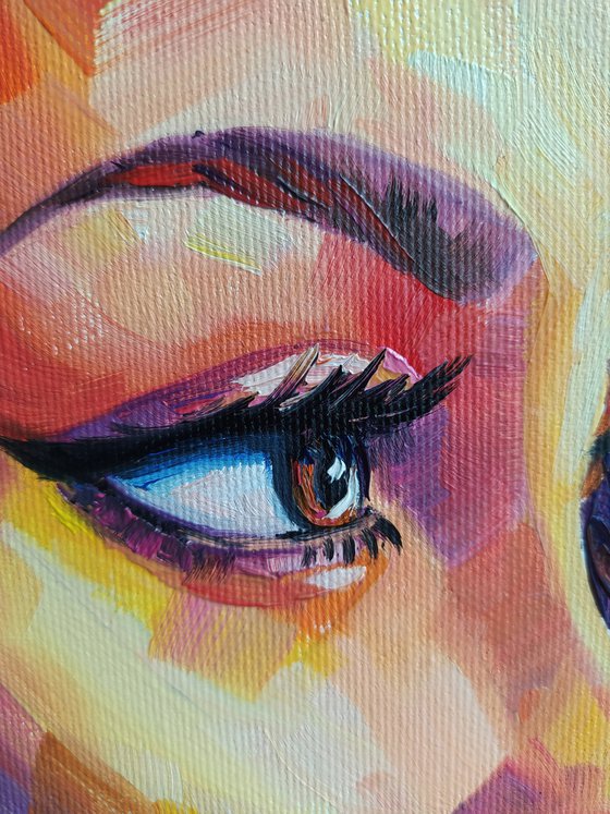 Sight - portrait, oil painting, woman portrait, woman, woman face, face oil painting, woman portrait oil painting