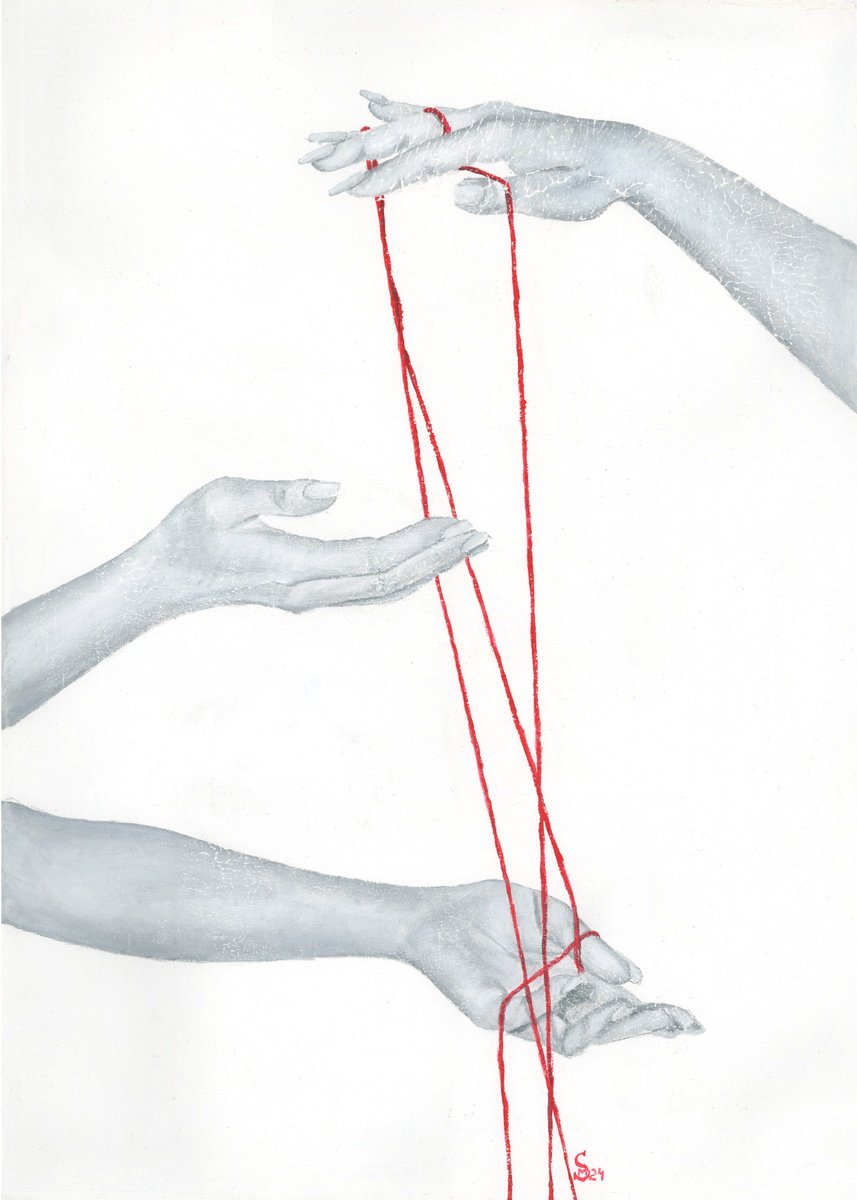 Expressive Portrait Acrylic Painting By Margarita Stepanova, 20 X 28", Heartstrings, Original Artwork