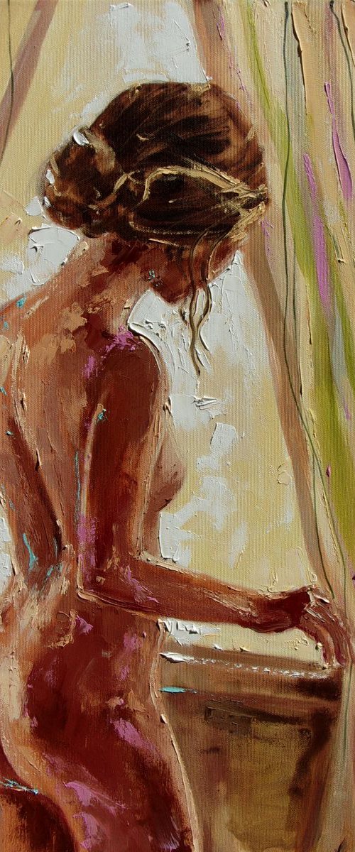 " SUNNY ... "-   liGHt  ORIGINAL OIL PAINTING, GIFT, PALETTE KNIFE by Monika Luniak