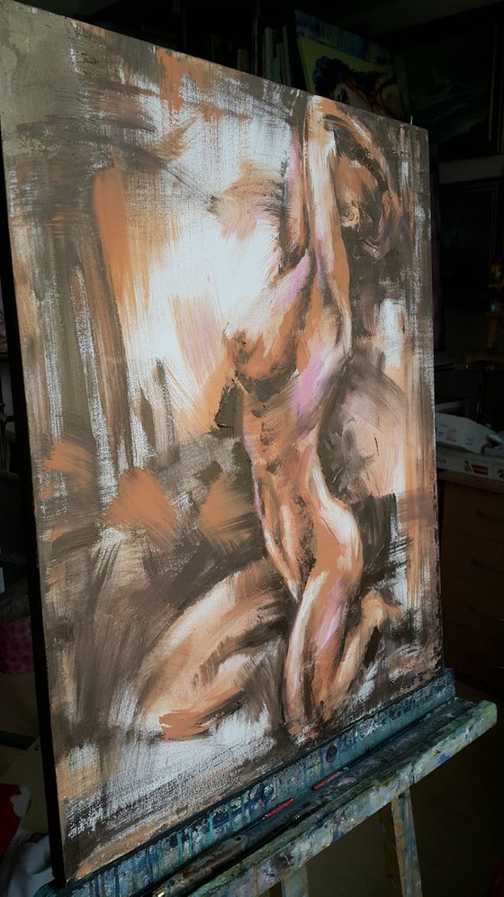 Abstract Painting Nude woman " Emotion ", acrylic, canvas, original