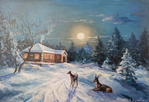 Deer in the moonlight. fairytale haven by Mexak Xazaryan