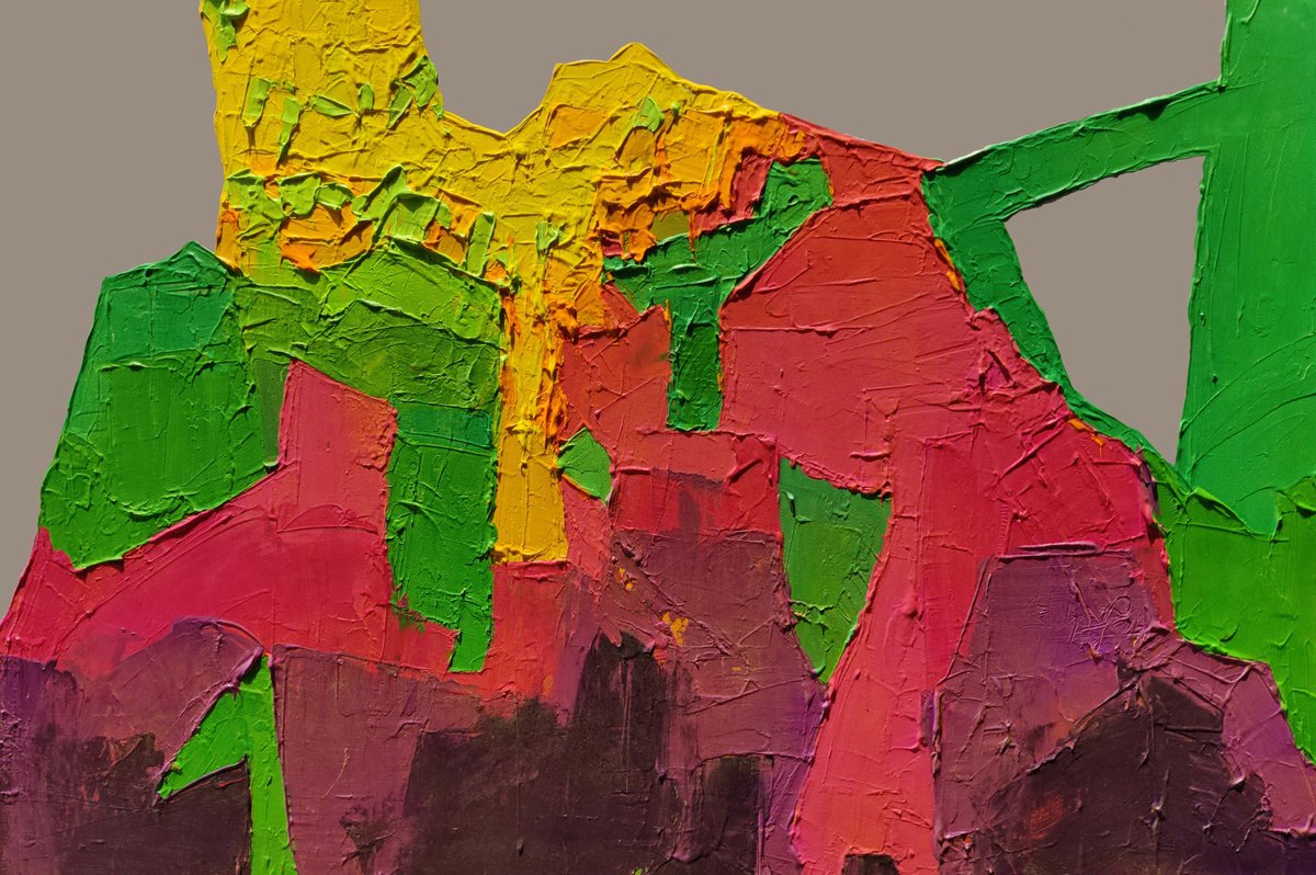 Abstract Landscape Acrylic Painting By Abhishek Kumar, 40 X 28, Ascending Horizons, Original Artwork