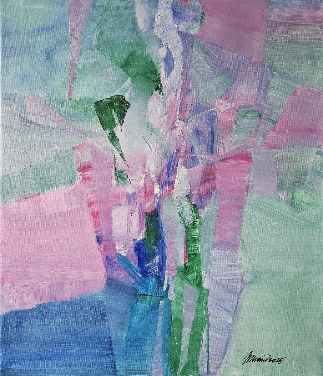 Abstract Oil Painting By Taidakov Nikolai, 24 X 28", Spring Awakening, Original Artwork