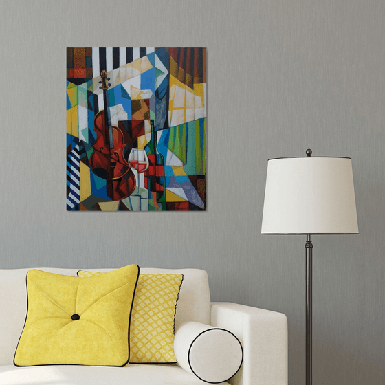 Cubism still life (60x70cm, cubism, oil painting, ready to hang)